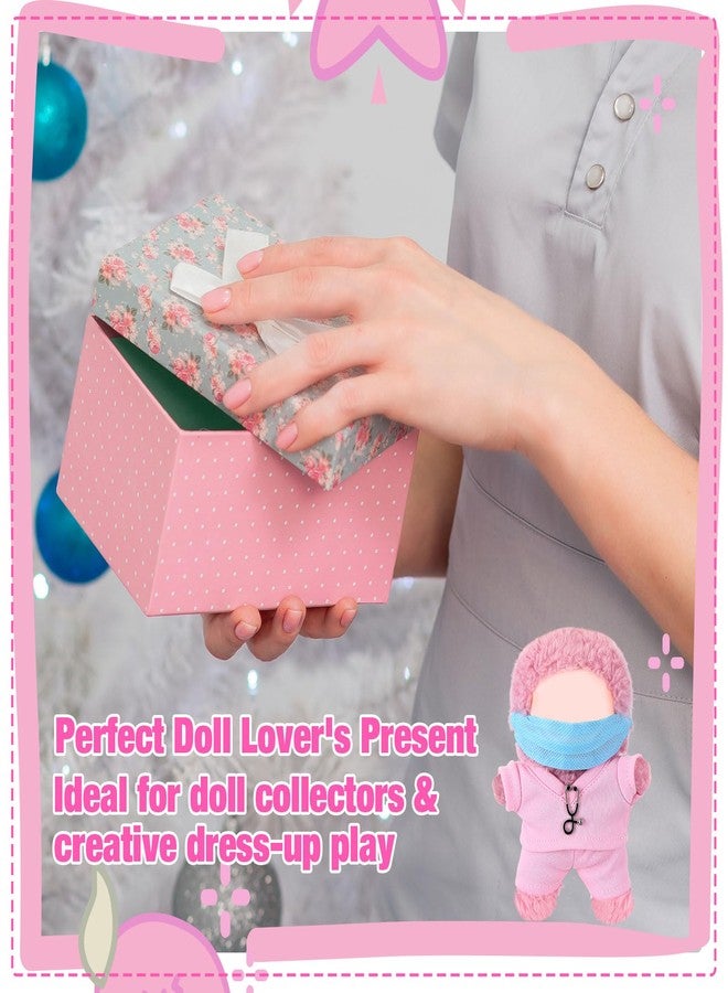 Velmitten 17cm Doll Clothes Doctor Nurse Scrubs Outfit Set for 17cm Dolls with Mini Mask Stethoscope Cute Nurse Uniform with Accessories Gift for DIY Dress-up Lovers & Collectors(Pink) - Image 4